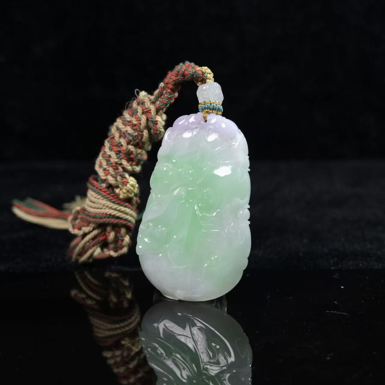 天然缅甸翡翠A货荷花鱼牌/ZHX25253/拍卖