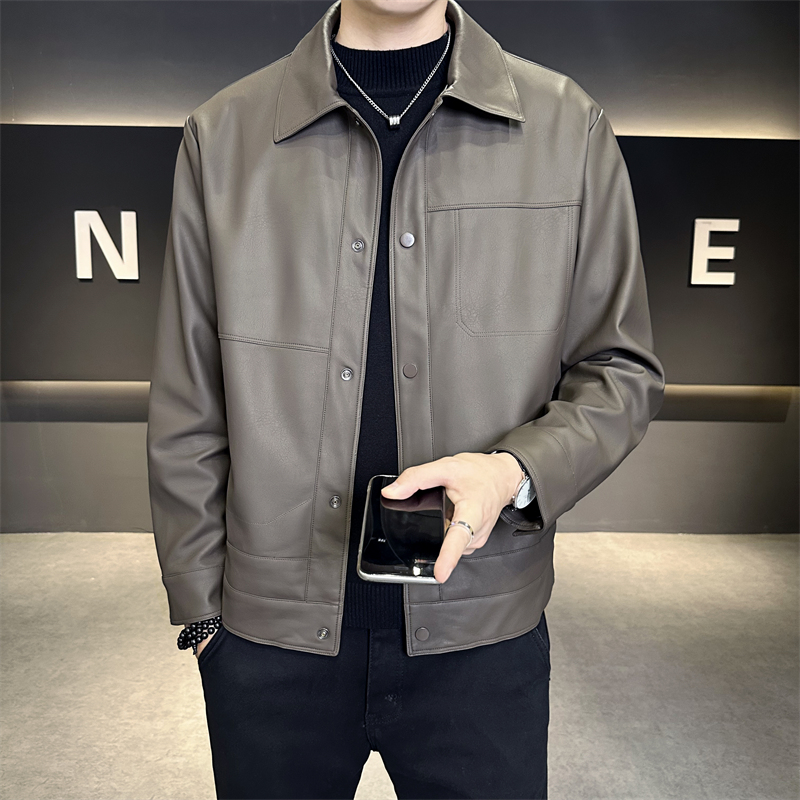 质感绅士风高级简约皮衣外套春秋新款男士男装