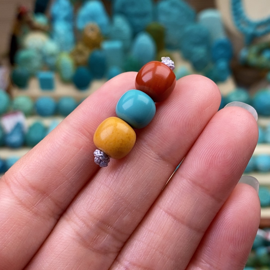 绿松石珠宝奇石未镶嵌9mm