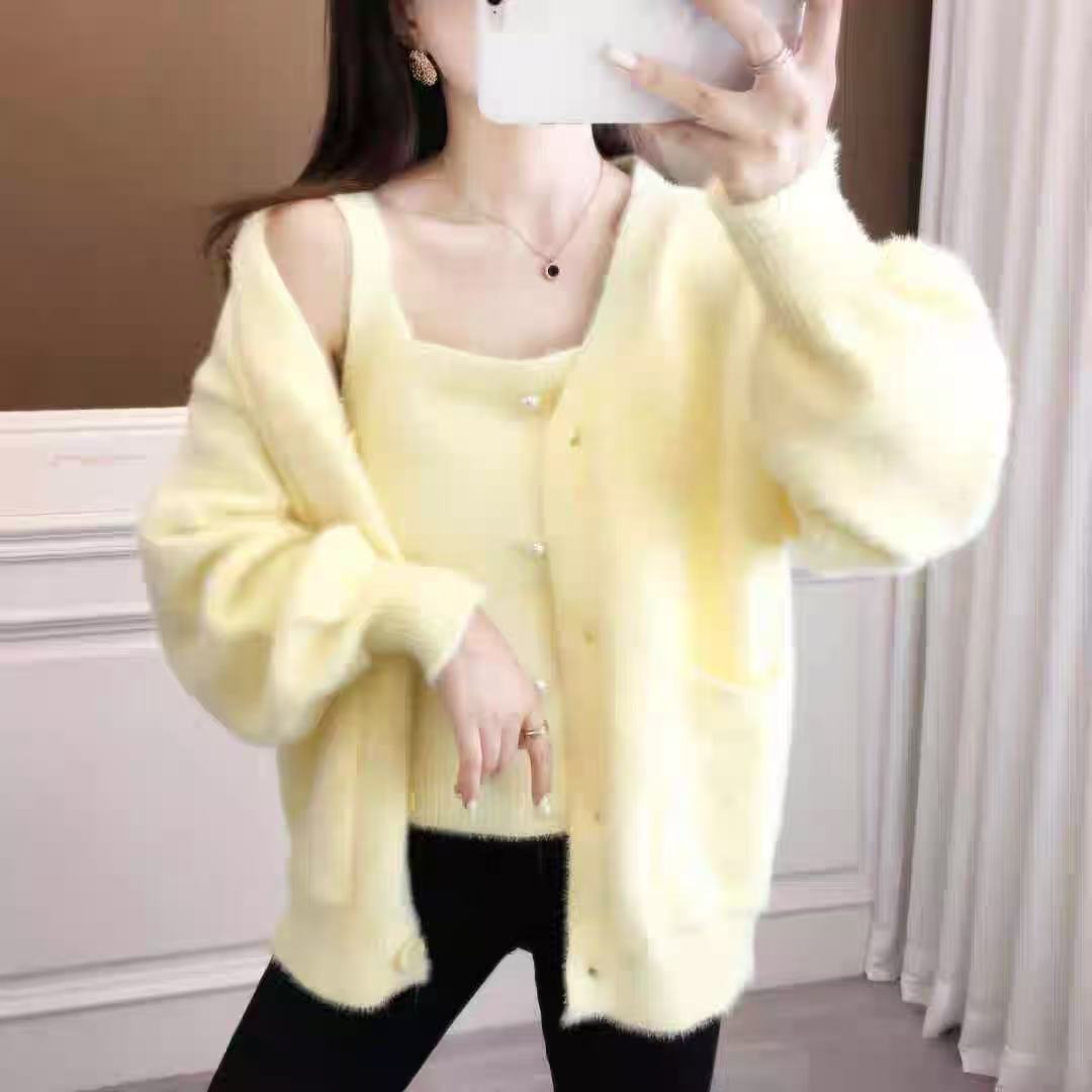 【051-100】时尚百搭网红连帽减龄加厚秋冬长袖宽松休闲针织衫毛衣