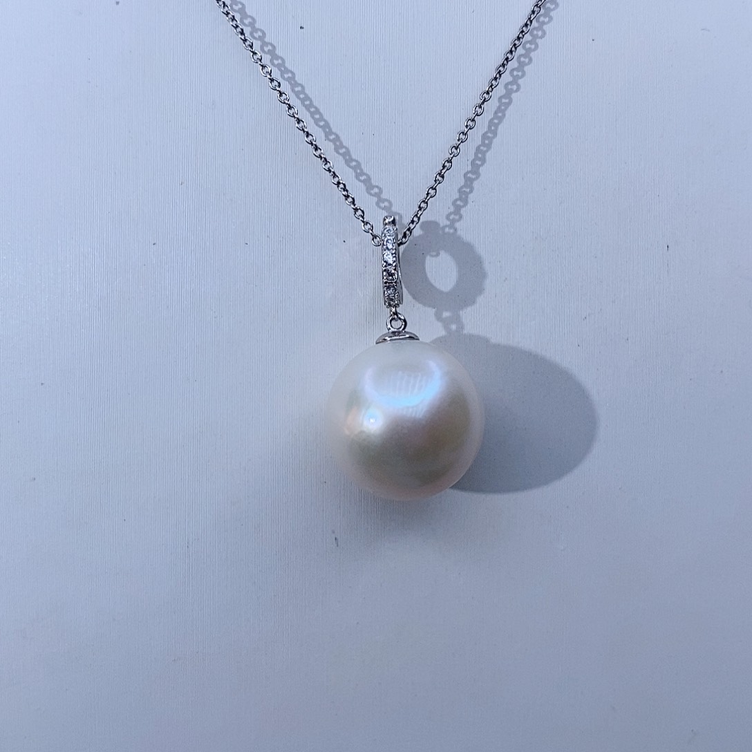 颈饰银S925镶嵌淡水珍珠捂***见