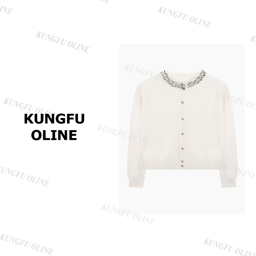 【小妖】KS7924亮钻开衫复古毛针织衫女气质百搭毛衣