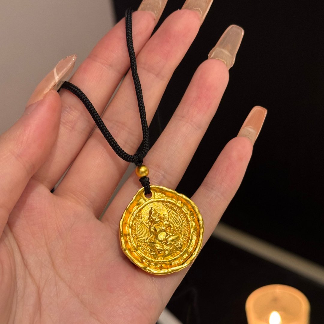 合金吊坠 古法五路黄财神锤纹设计男女同款黄金色招财转运A1315