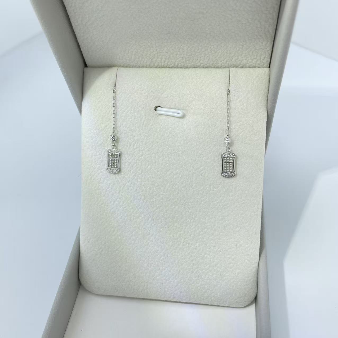 PT950铂金耳饰 双面算盘直针耳线 简约时尚  S 01202