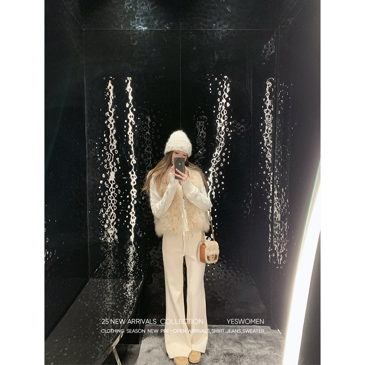YESWOMEN过冬瘦瘦裤·高克重奥立绒针织料 微喇裤XYF71412C2023婷