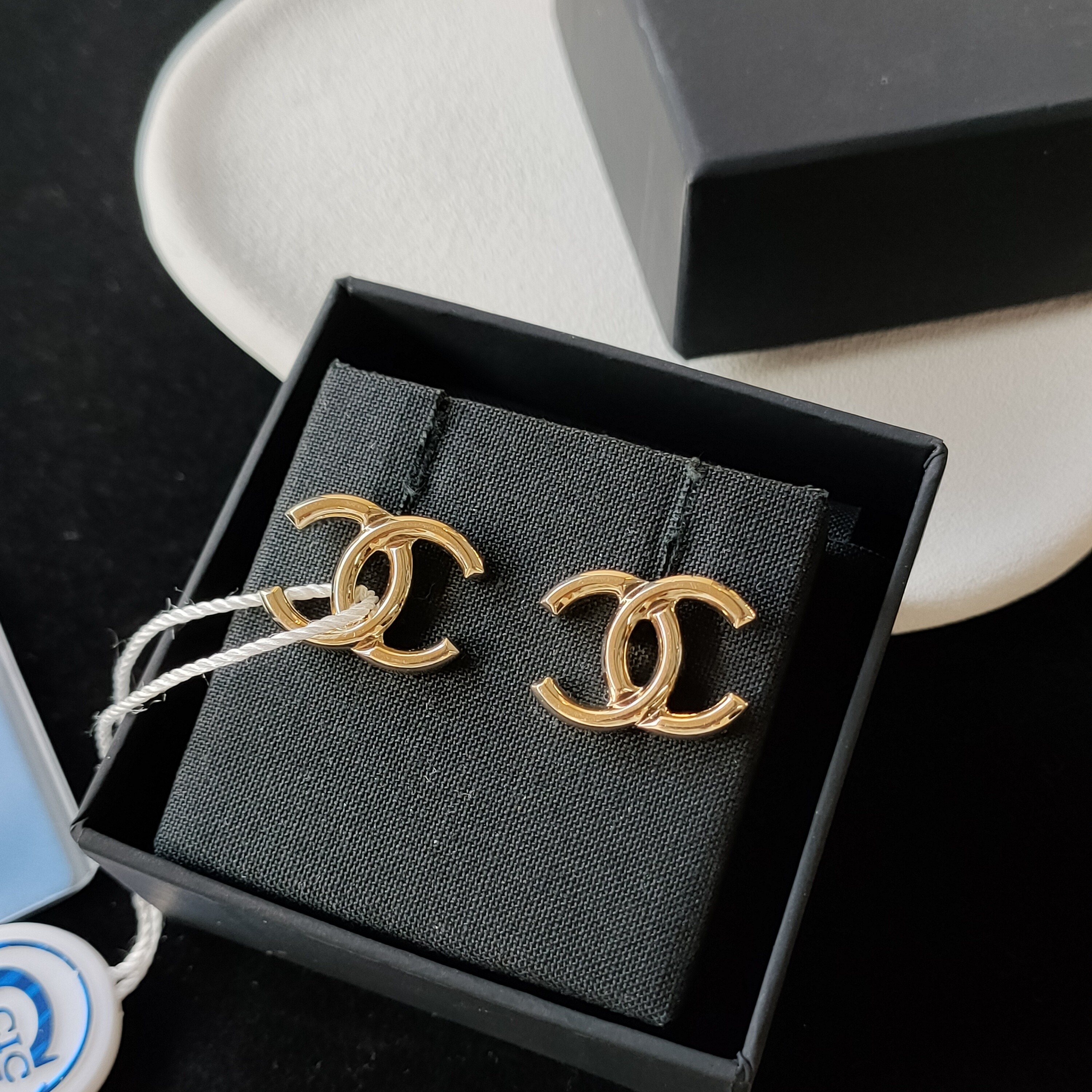 95新 Chanel/香奈儿 Azul-17P金色双C耳钉/49282