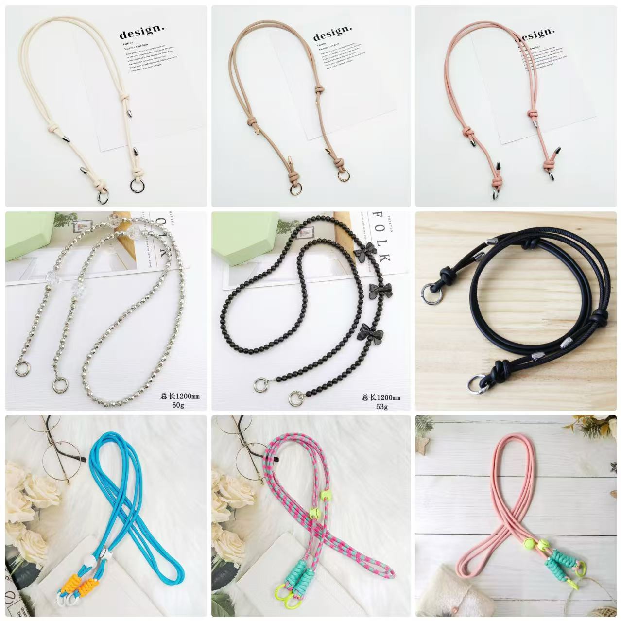 手机背夹卡通斜挎手机绳手机链通用