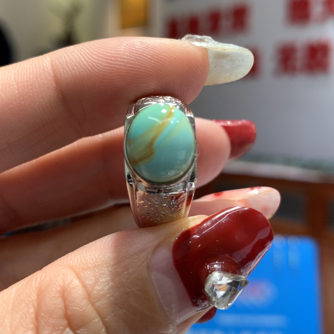 绿松石戒指银S925镶嵌