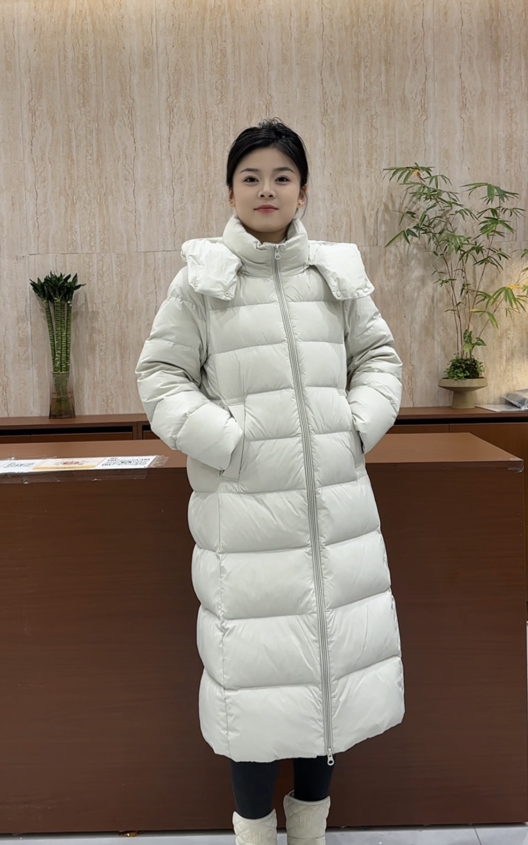 香港一诺【7151如果爱】女长款羽绒服90%白鸭绒 质保三年 出绒换新 