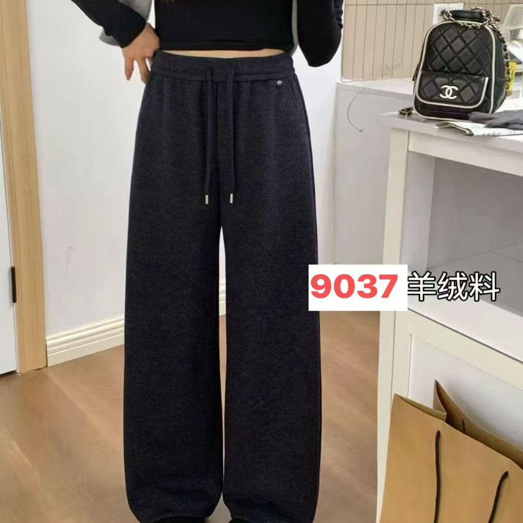 窄版直筒羊绒阔腿裤女冬装新款欧货女装羊绒休闲裤潮品