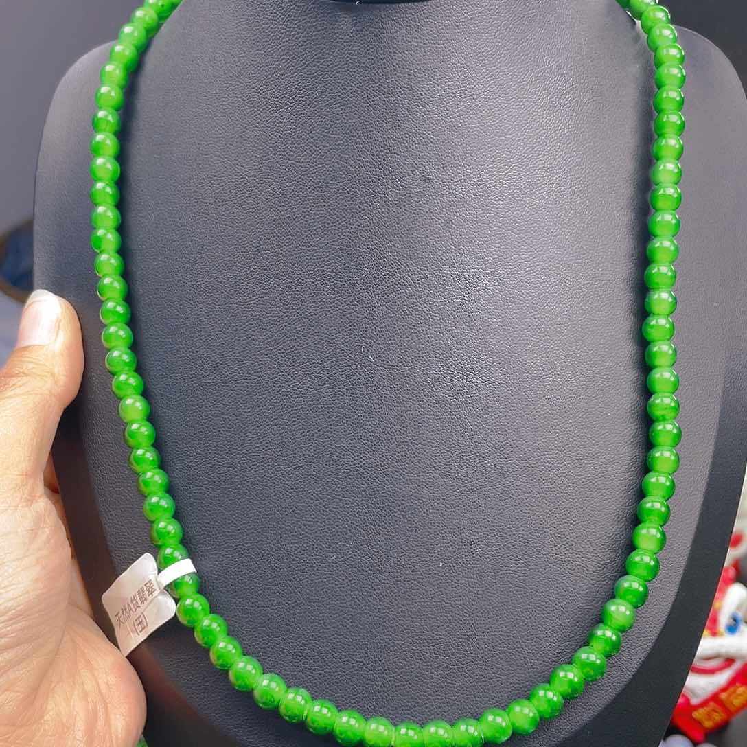 翡翠颈饰未镶嵌天然A货翡翠珠串卡7
