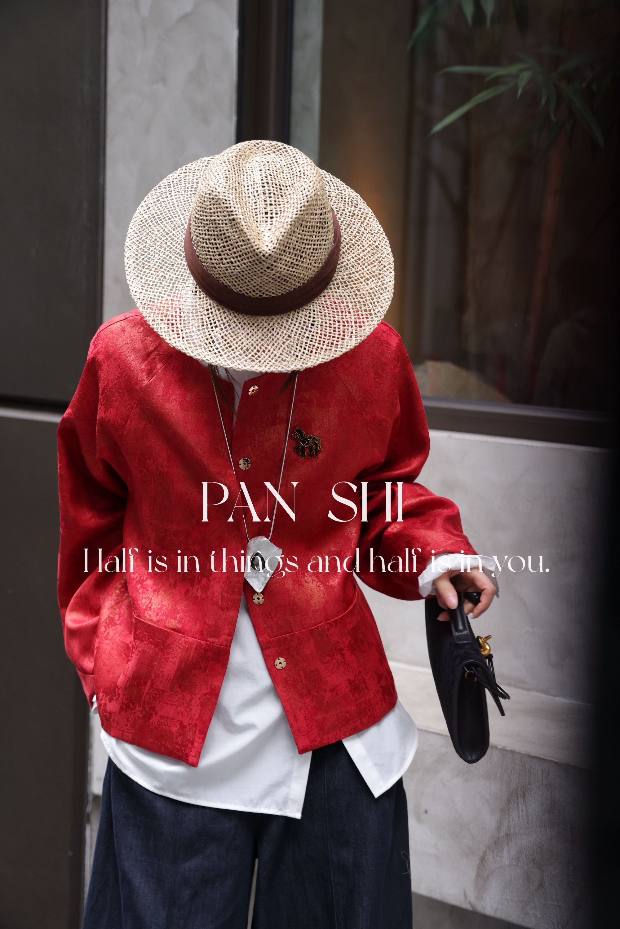 PANSHI【鸿运当头】设计款高级感新中式复古提花气质国风红色上衣