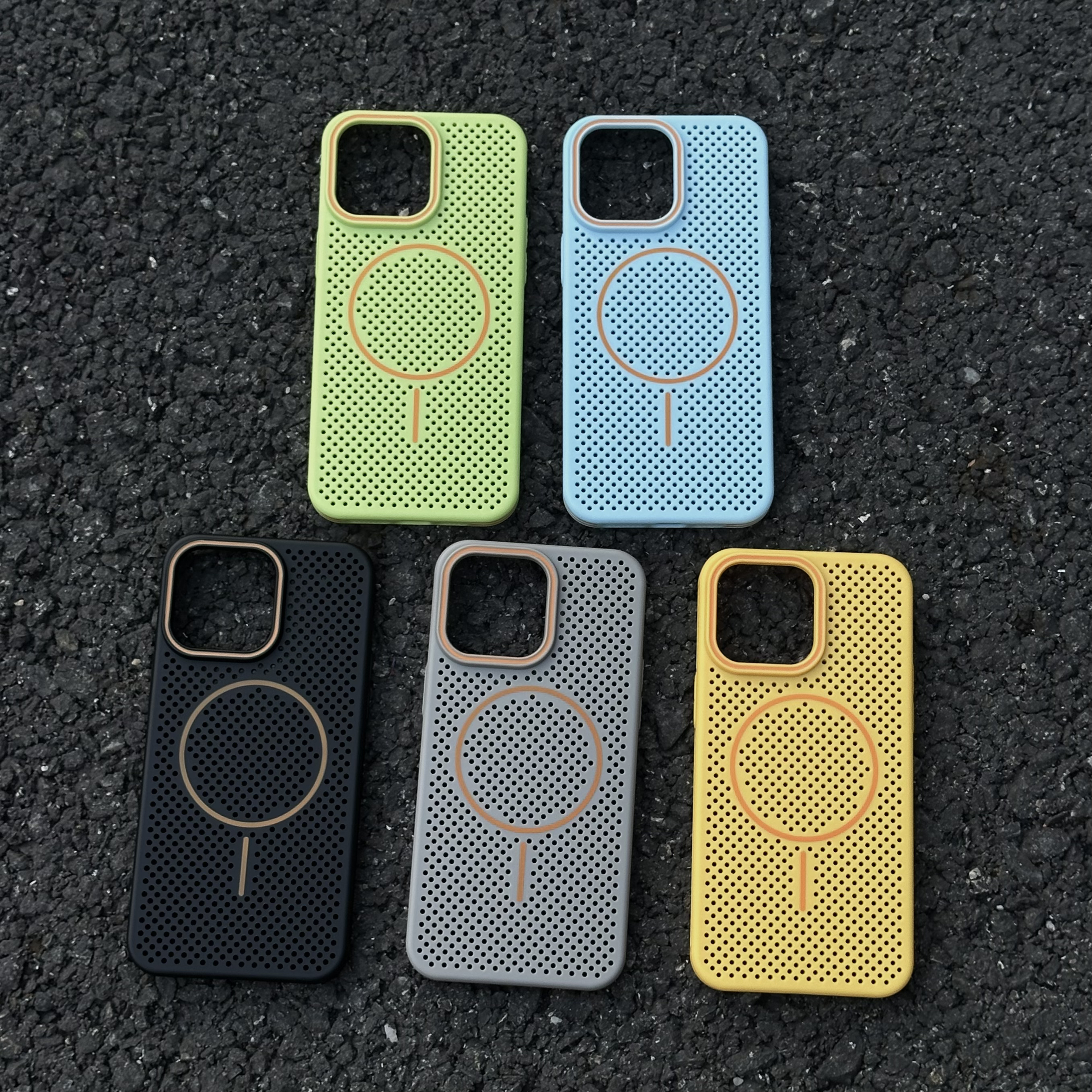 撞色蜂窝散热磁吸苹果16promax手机壳防摔iphone15/14小众创意13