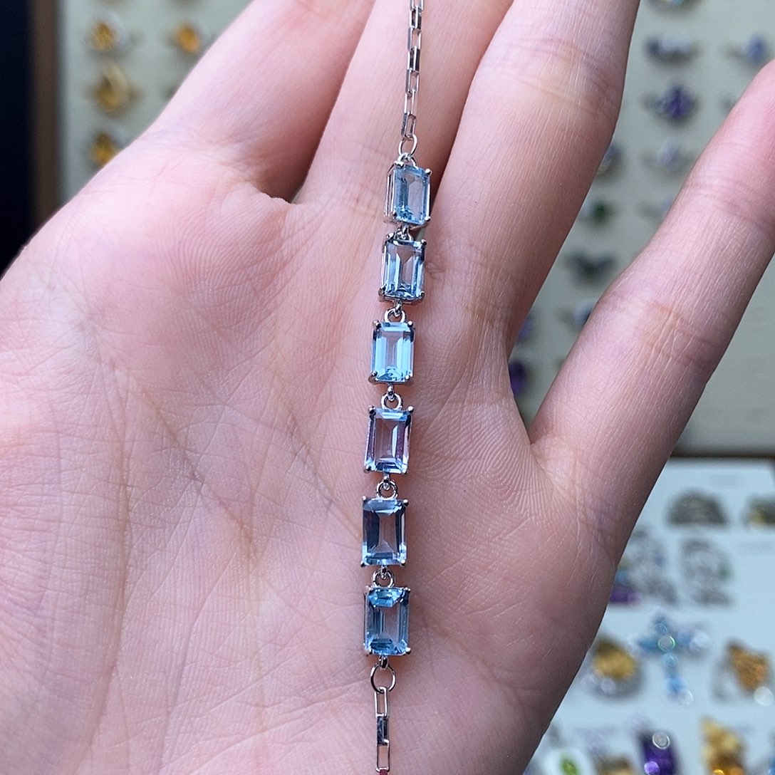 托帕石手链银S925镶嵌（一物一证）