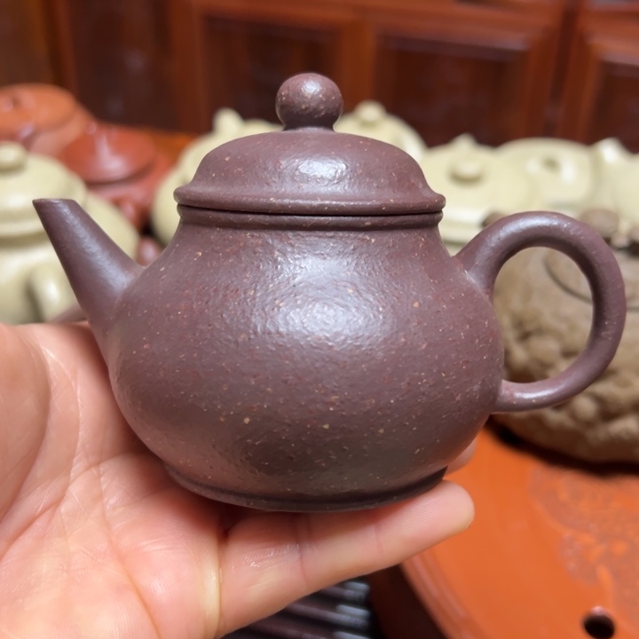 紫砂茶壶西***下宜兴原矿紫降坡