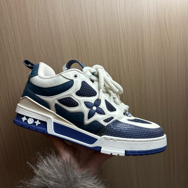 99新 LouisVuitton/路易威登 40.5码/白蓝Skate面包鞋休闲鞋