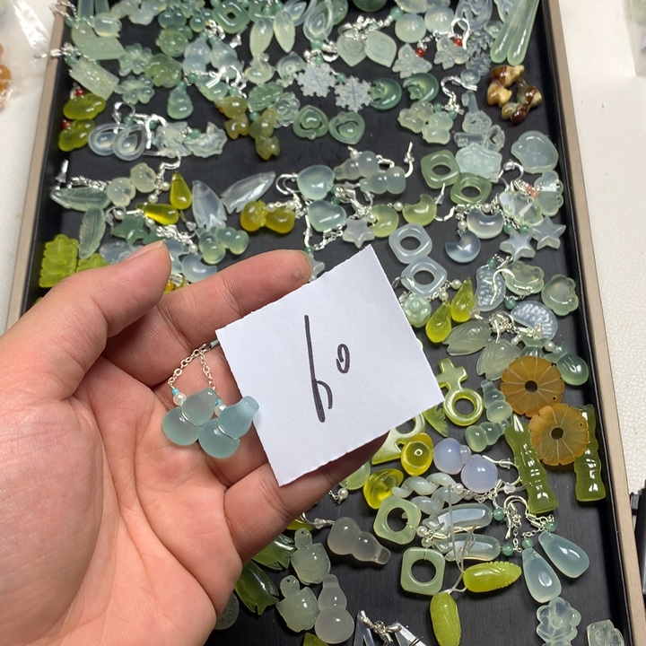 ╰***⁴蛇纹石玉合金耳钉