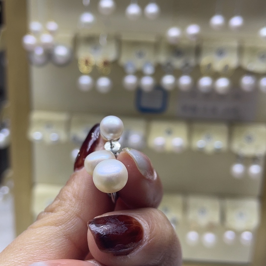 淡水珍珠耳饰银S925镶嵌