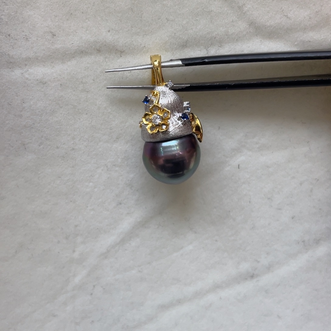 吊坠(不含链)银S925镶嵌海水珍珠