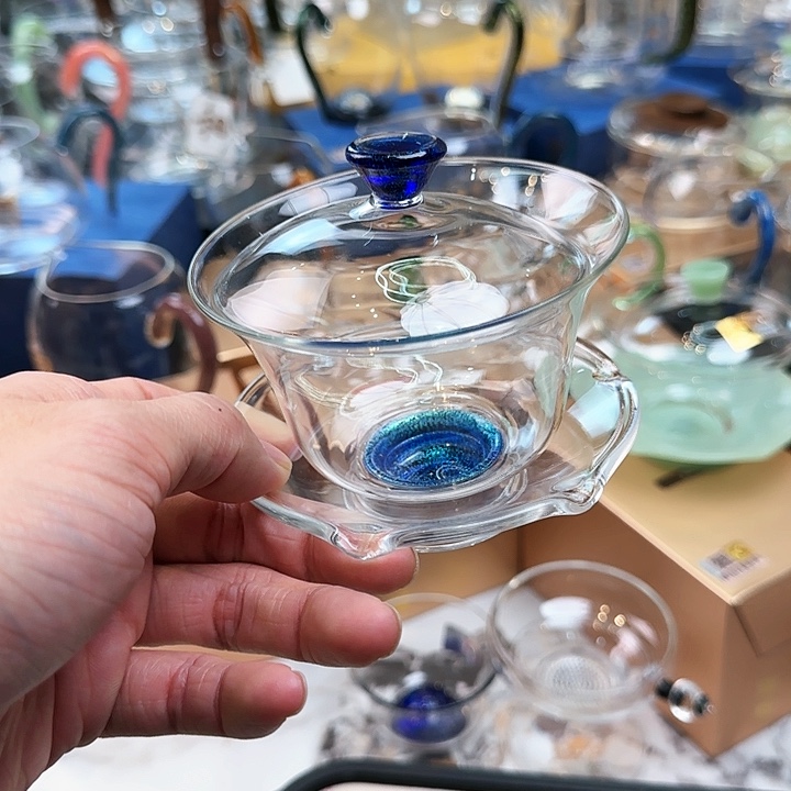 禾器宝蓝金盖碗，，，，