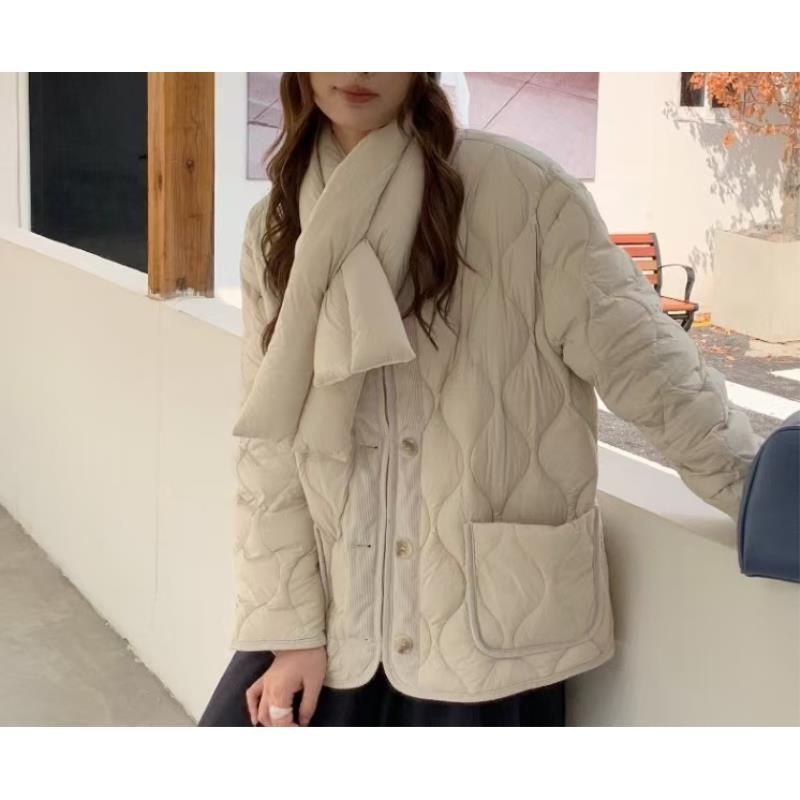 8551号#2502#百搭休闲宽松显瘦双口袋填充休闲外套（预）