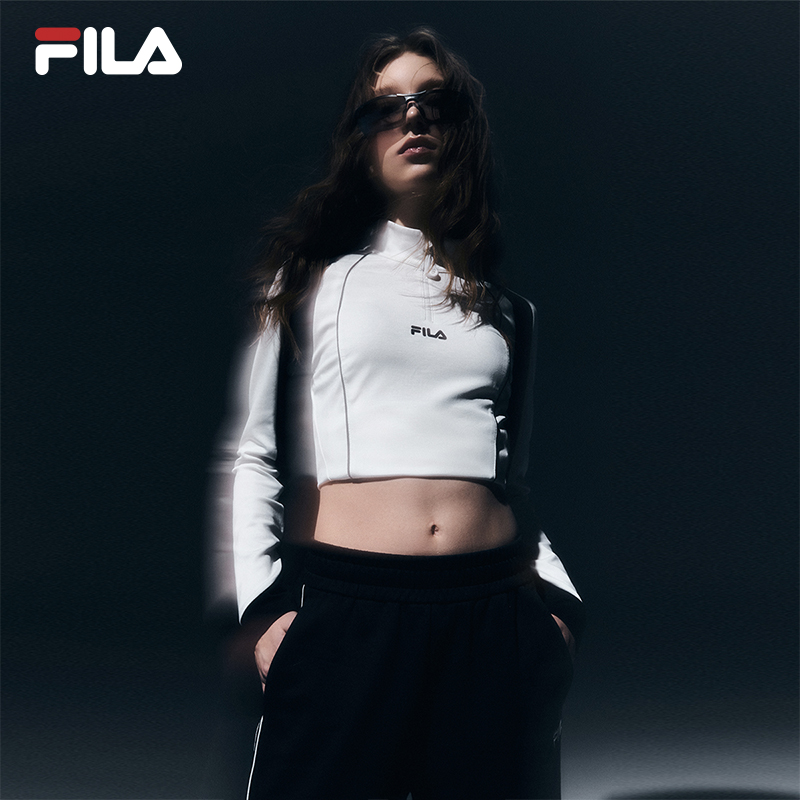 Fila/斐乐 女春新款【时尚撞色】弹力无束缚短款长袖T恤F11W519210F