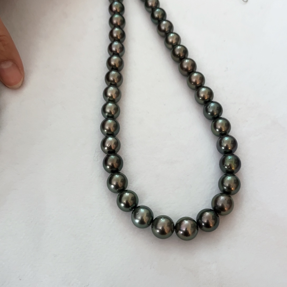 海水珍珠颈饰未镶嵌l**k孔雀绿9-11