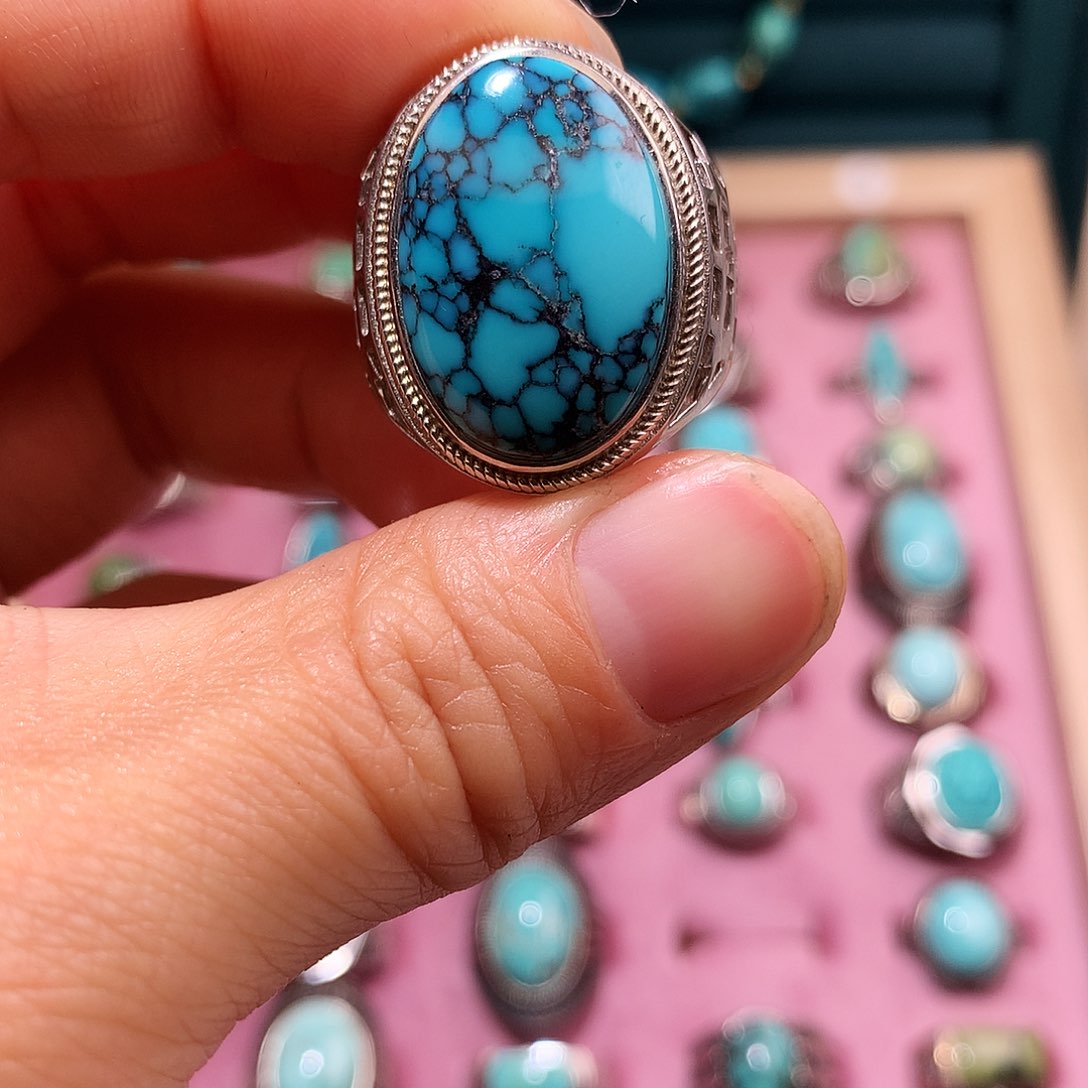 绿松石挂件银S925镶嵌