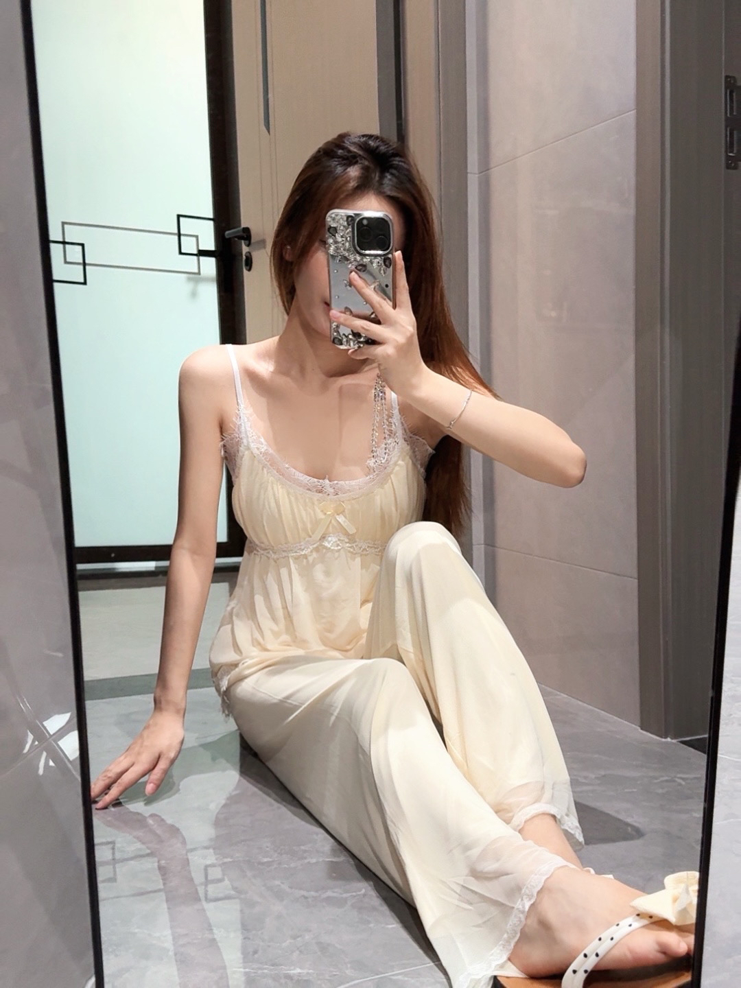 【蕾丝花边】纯欲吊带三件套秋冬轻奢睡衣