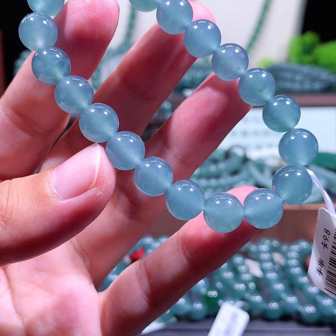 翡翠未镶嵌手链天然a货翡翠手串9.8