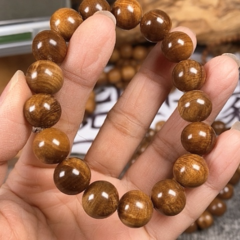 檀香木手串/手链老山檀香黑虎闪电波纹1.2沉水