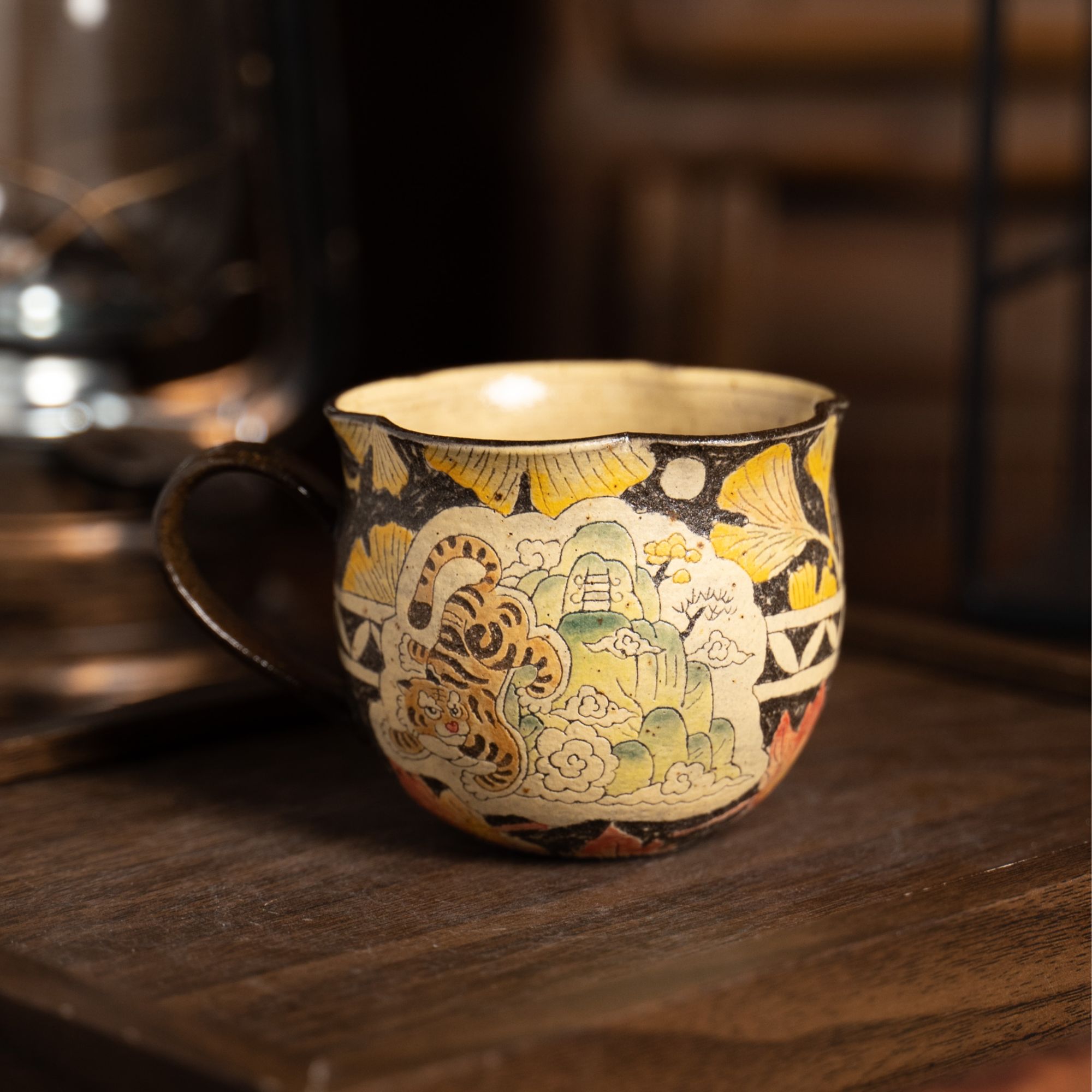 大炮家 | 枫叶银杏拼接画老虎下山马克杯