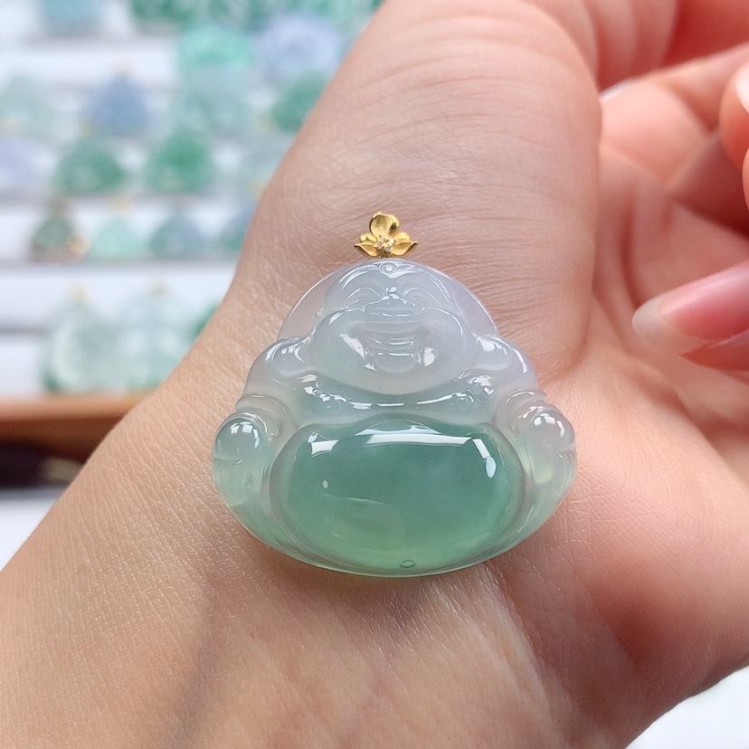 【闪购商品】翡翠吊坠(赠链)18K金镶嵌