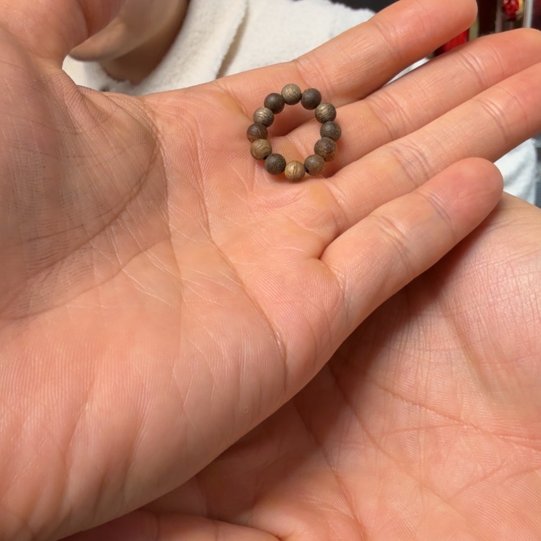 沉香手串圆珠 素戒指