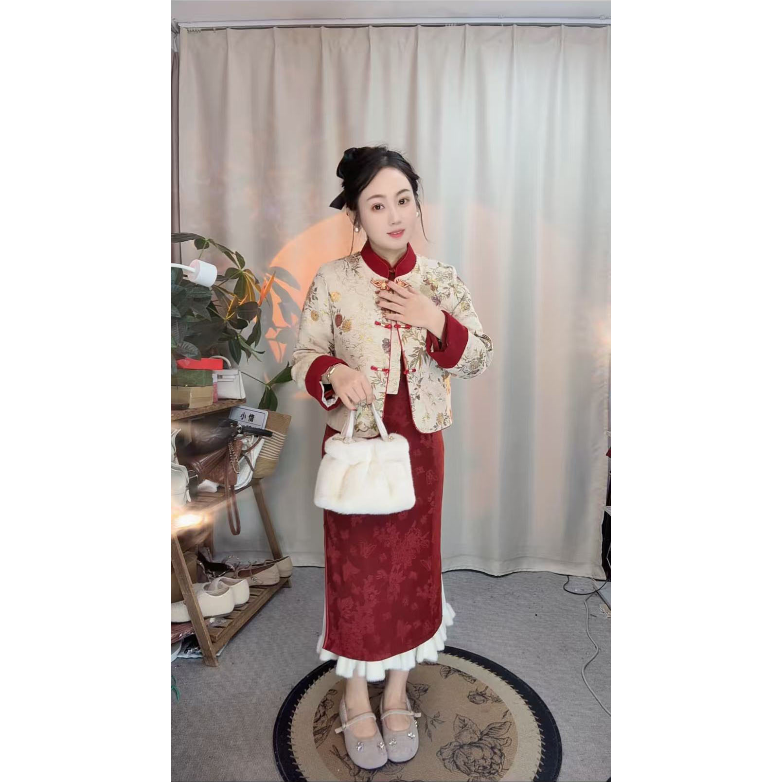 【结平-外套三件套】2025年冬季新款改良版小个子新中式旗袍
