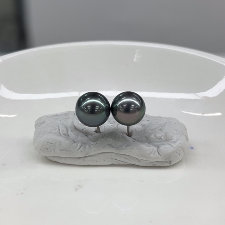 银S925镶嵌耳饰海水珍珠8-9m