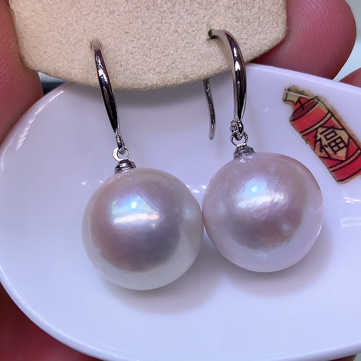 银S925镶嵌耳饰淡水珍珠