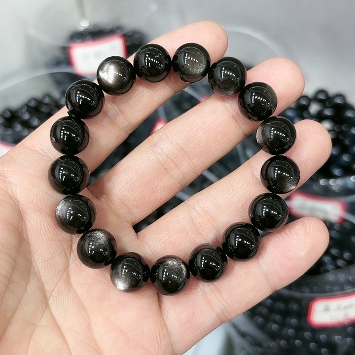 水晶手链未镶嵌银曜石