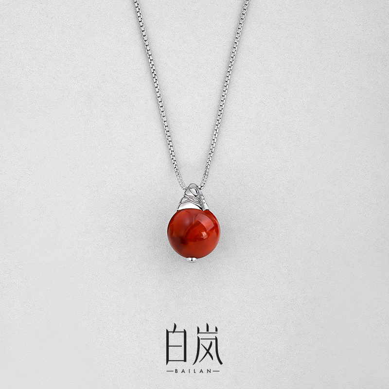 白岚旭松项链玛瑙毛衣链锁骨链轻奢高级新款配饰女精致XL5217
