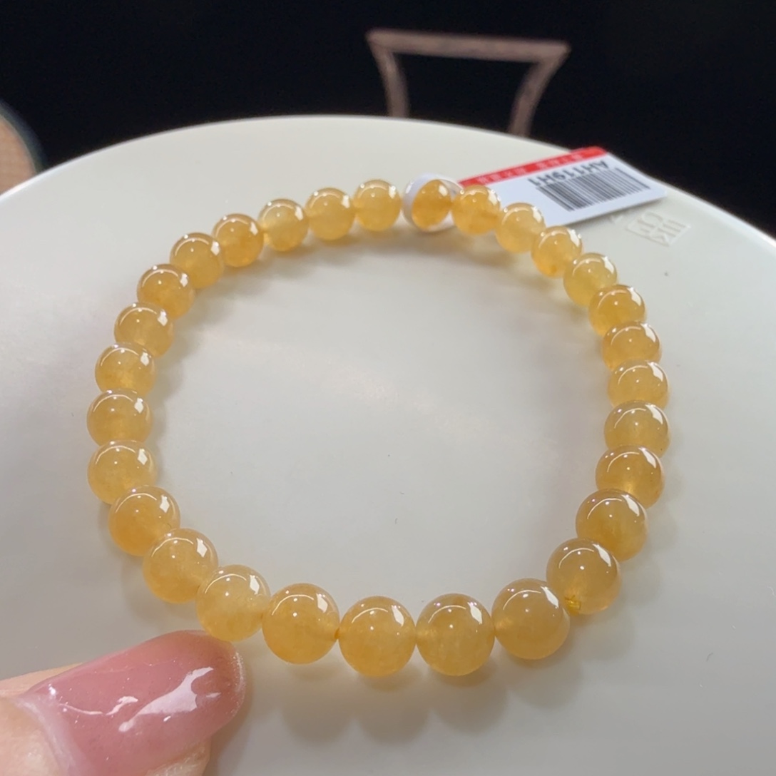未镶嵌手链翡翠炸光！高冰金吉黄串卡6 巨漏！