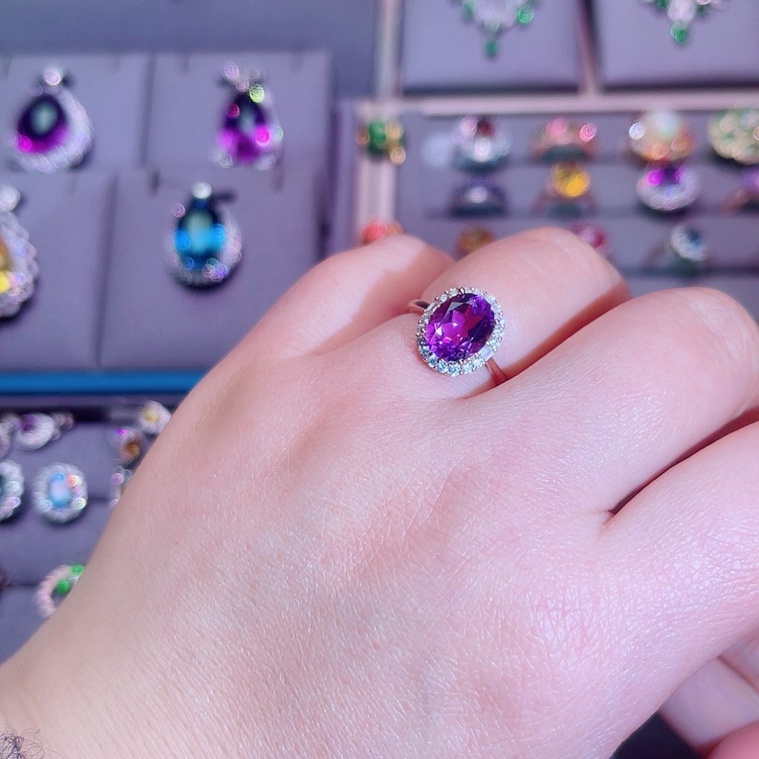 银S925镶嵌戒指紫晶