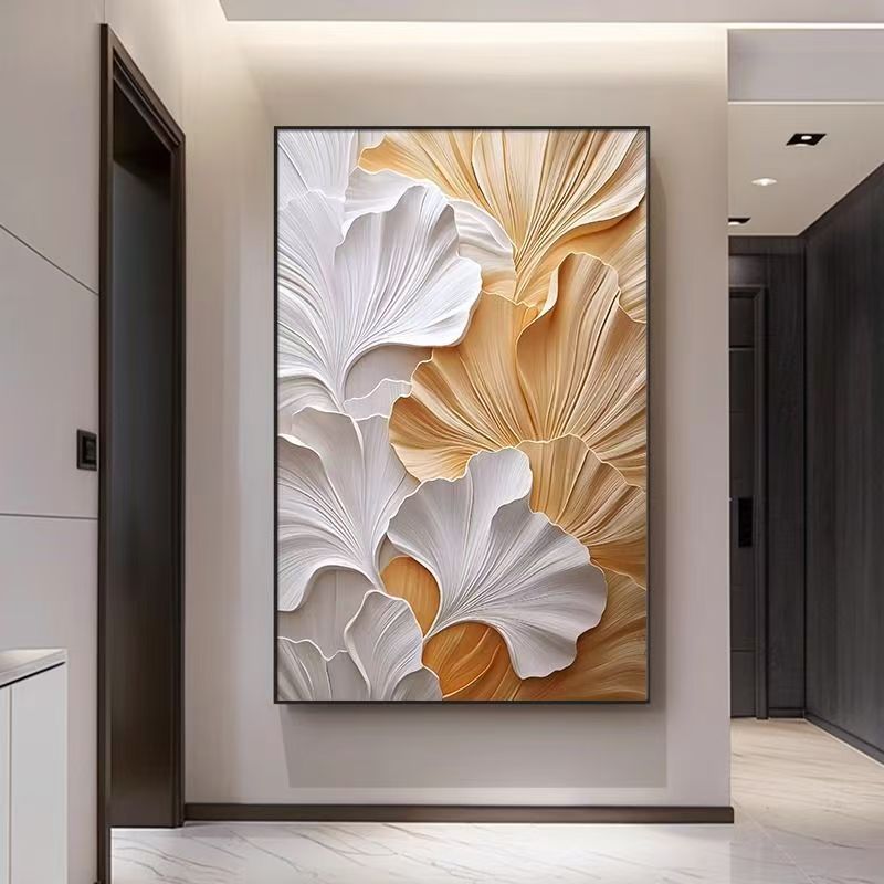 【杏叶】现代新款立体感抽象杏叶玄关装饰画客厅沙发背景墙艺术挂画