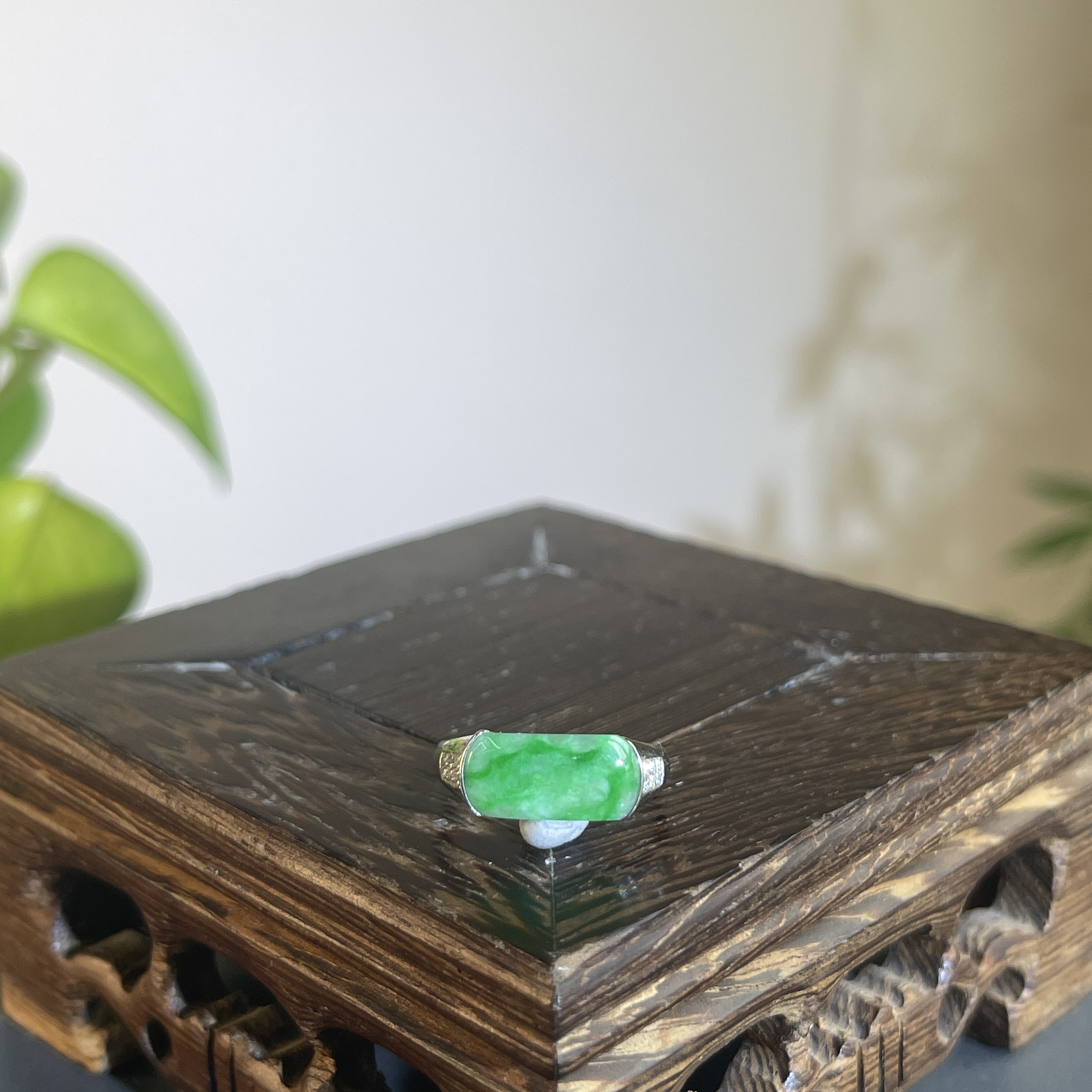 JXW21-67  天然缅甸A货翡翠   18K镶嵌戒指