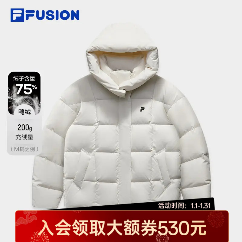 FILA斐乐新款鸭绒女防风保暖简约百搭休闲潮流外套T11W547904F