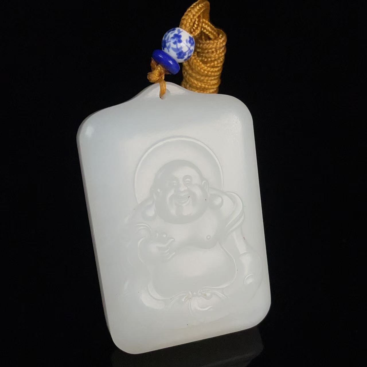 WL568868/民国和田玉弥勒佛玉牌/上海西香记