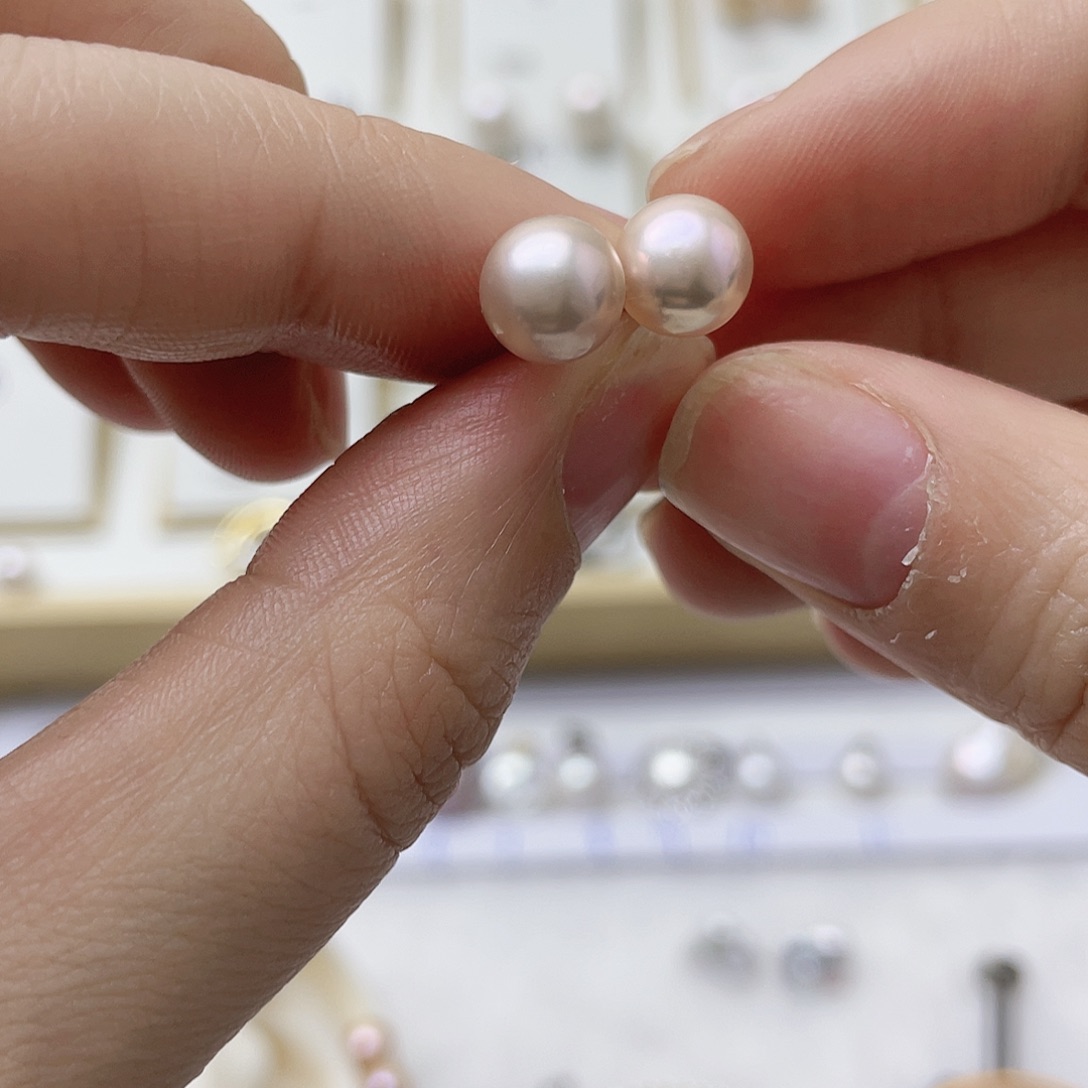 公***双淡水珍珠耳饰银S925镶嵌