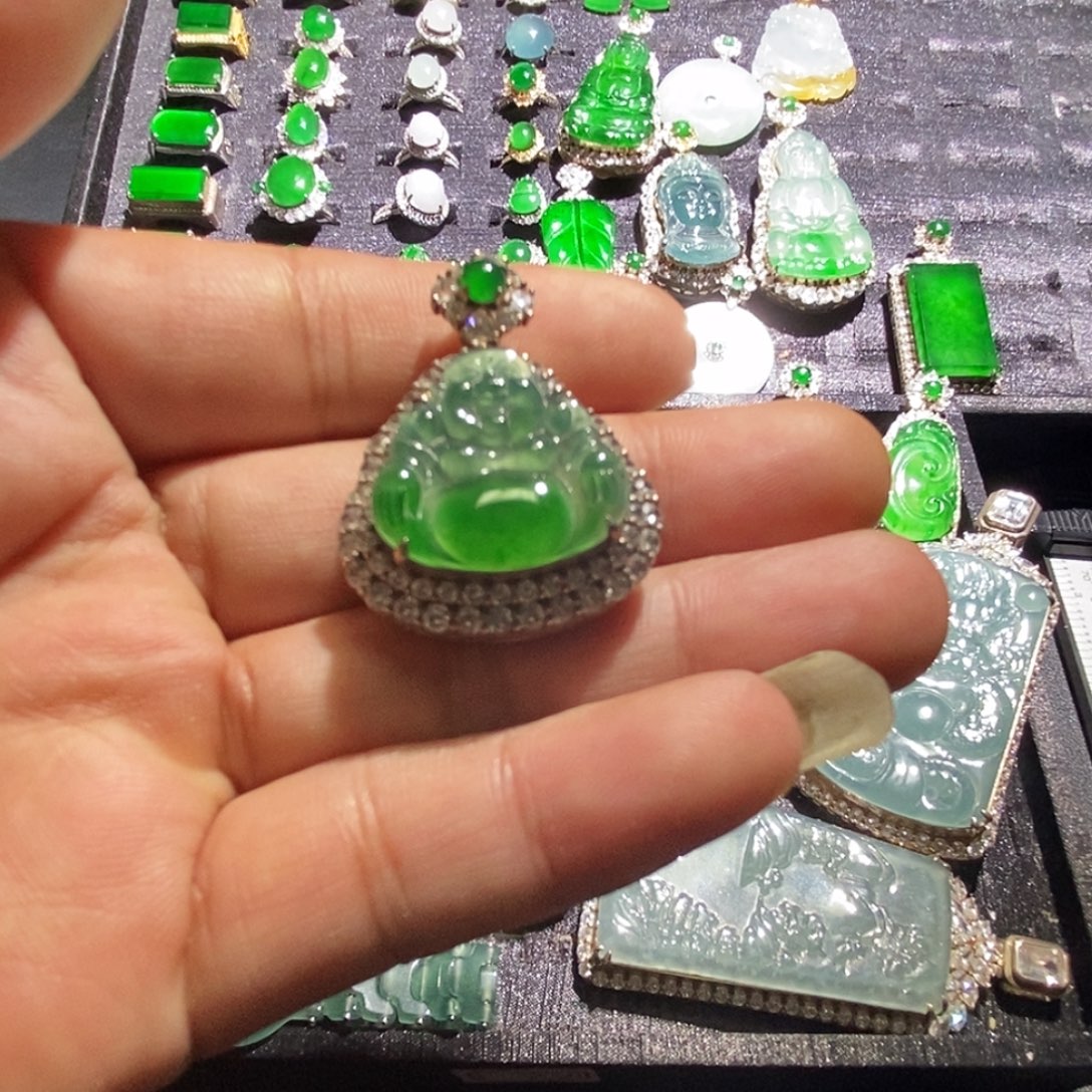 翡翠银S925镶嵌吊坠(赠链)A货翡翠12