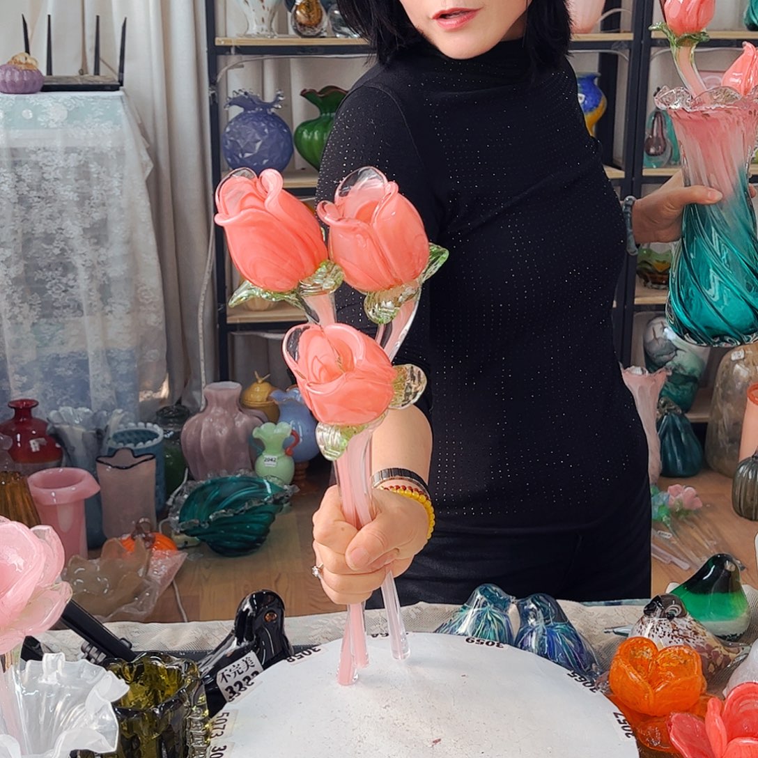 3朵玫瑰 家悦琉璃工艺品