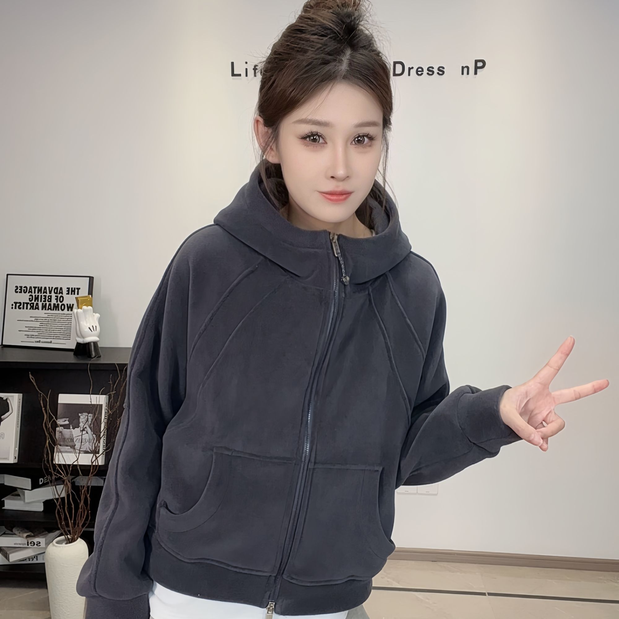 冬韩系小外套奥粒绒百搭休闲宽松设计感小众女款外套