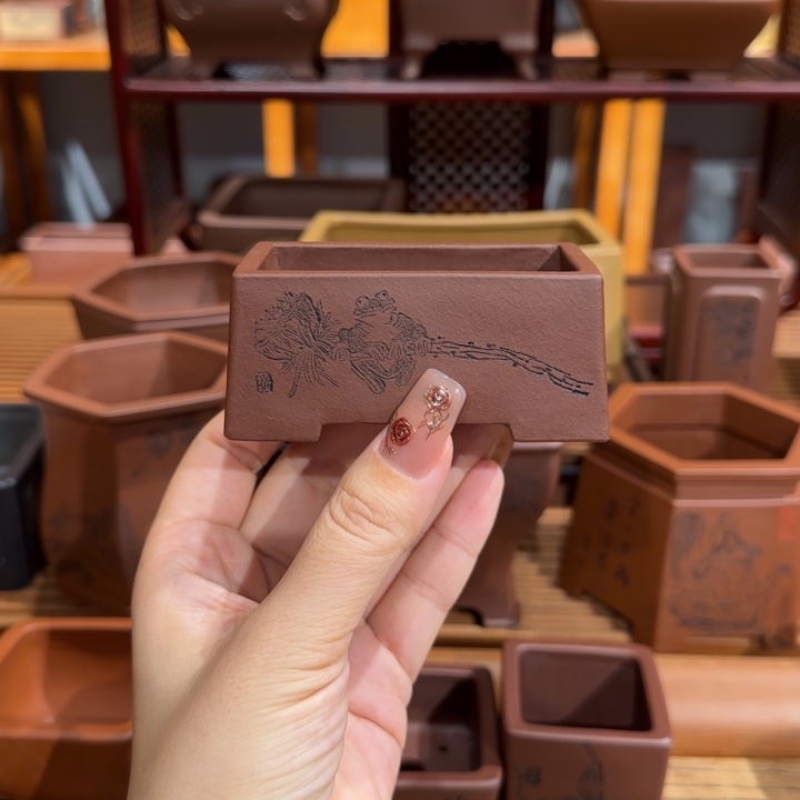 紫砂花盆长7宽3.5深度2.5